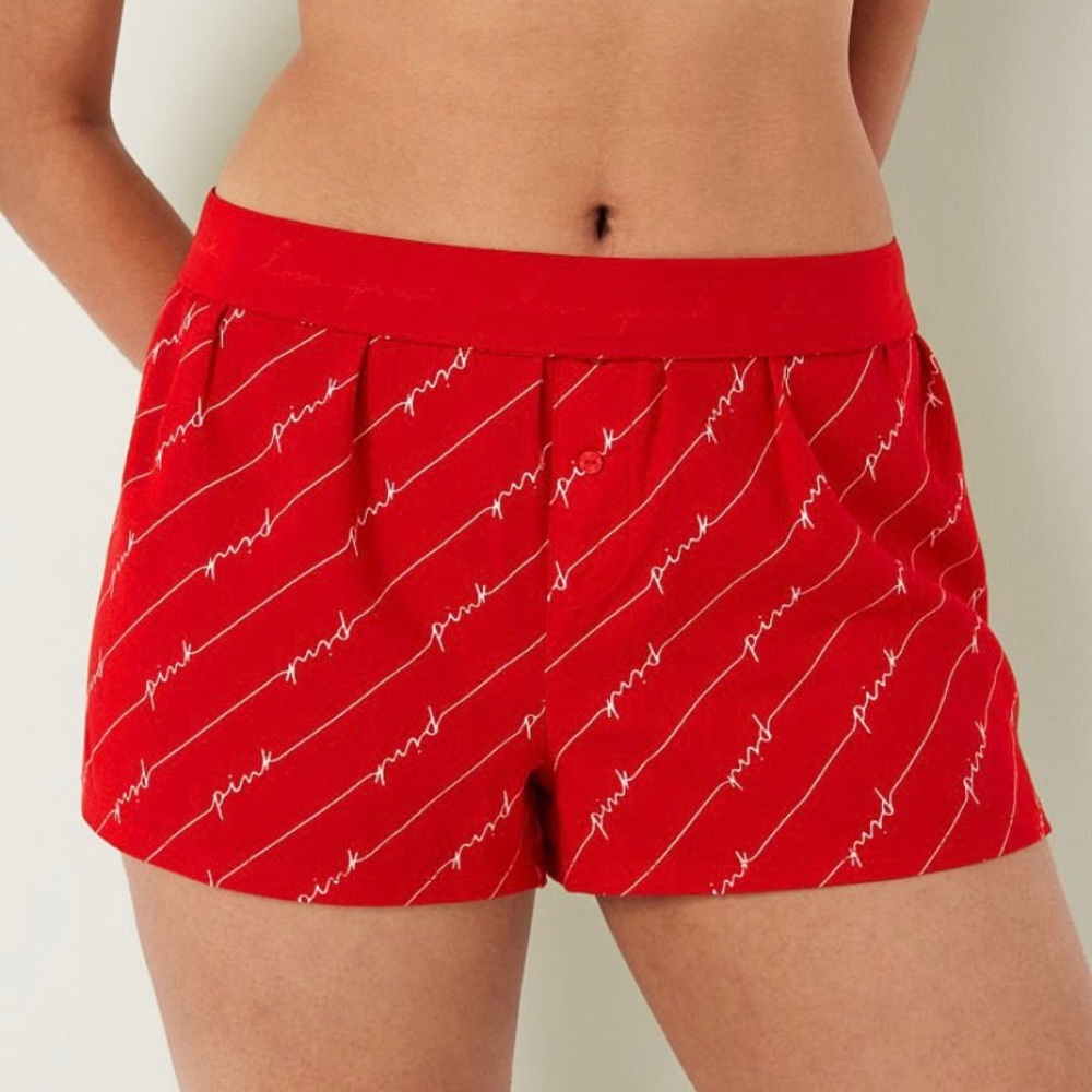 PINK Flannel Boxy Pajama Shorts